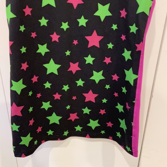 Ivivva Black Racerback Tank Top with Lime Green & Fuchsia Stars - Picture 3 of 5